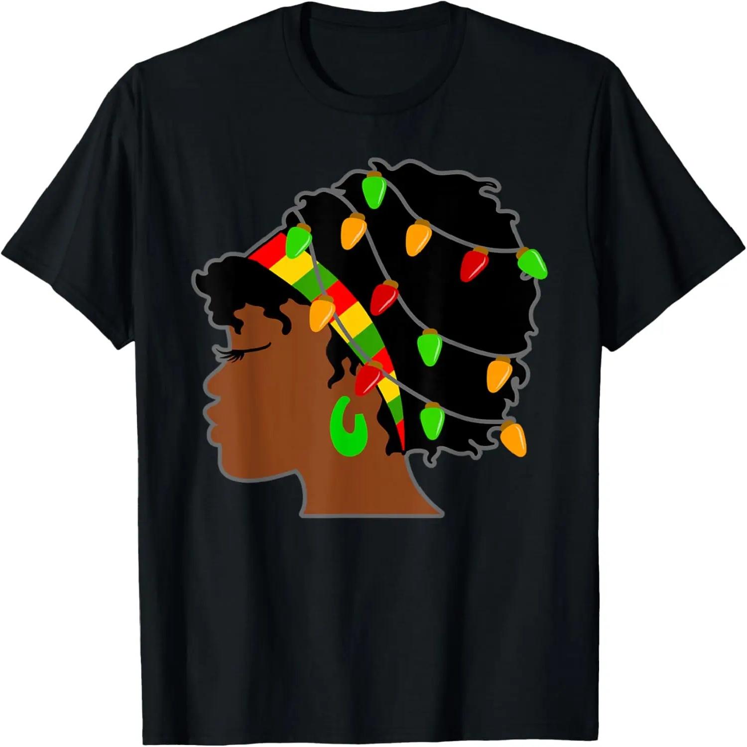 

African American Woman Christmas Lights Xmas Decor T-Shirt XXXXXL різнокольоровий