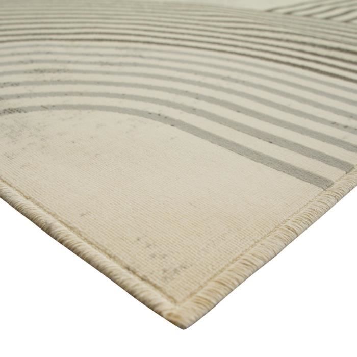 Scandinavian Living Room Rug Geometric Pattern Ecru 120x160