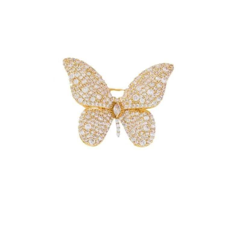 Elegant High-End Rhinestone Butterfly Silver Brooch - Versatile Ornament Gift