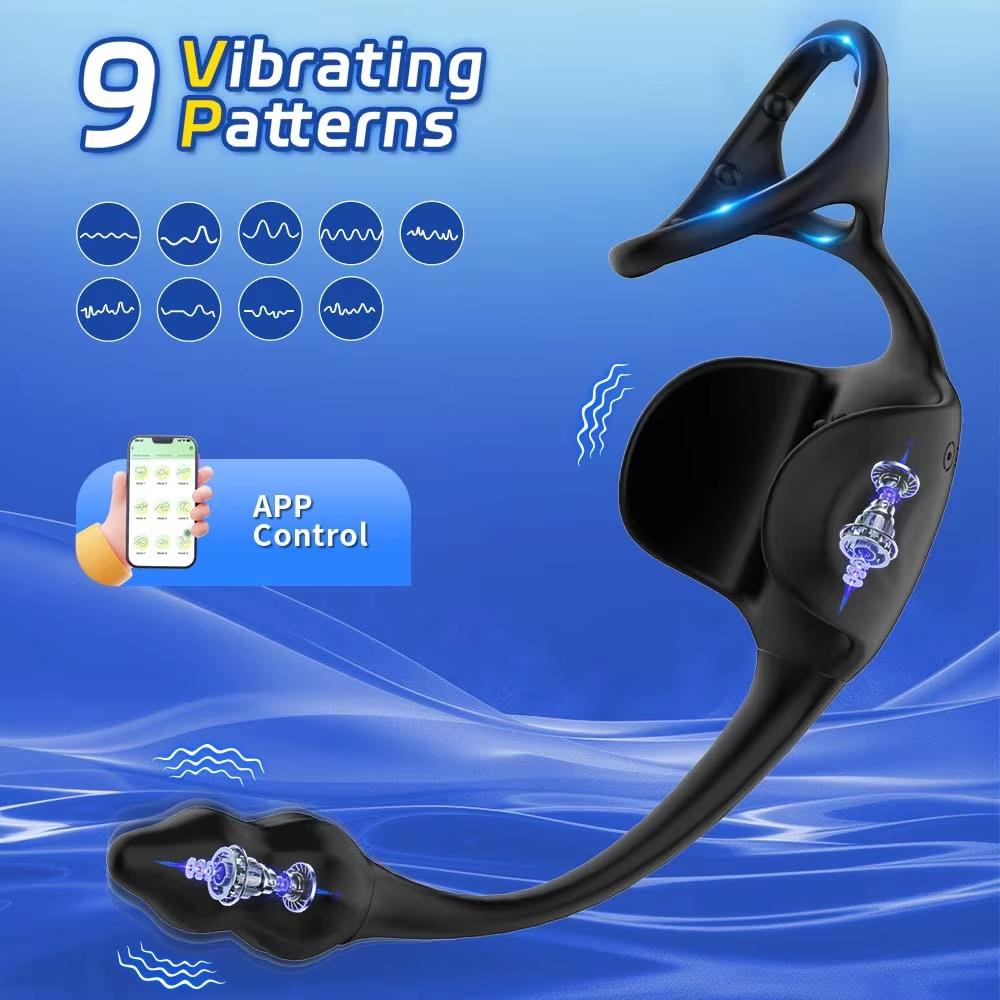 APP Control Anal Vibrator Penis Rings Fo Men Testicle Prostate Massage Stimulate Butt Plug Male Cock Ring Adult Sex Toys