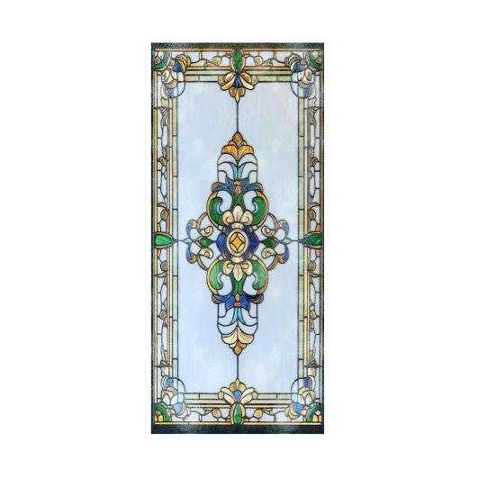 Yousheng Privacy Window Film Vintage Stained Glass Style Static Window Cling Decorative Glass Sticker for Cabinet Bathroom Kitchen Door Panel