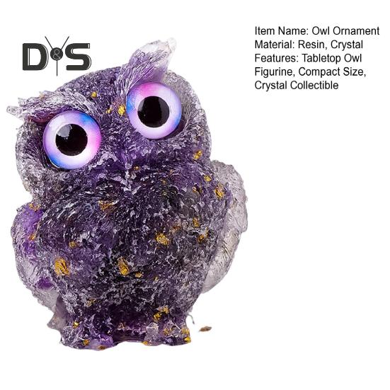 Přírodní křišťálová figurka sovy Ručně vyrobená socha sovy z pryskyřice naplněná křišťálovými kameny Stolní ozdoba sovy pro domácí kancelář Dekorace auta Reiki léčení