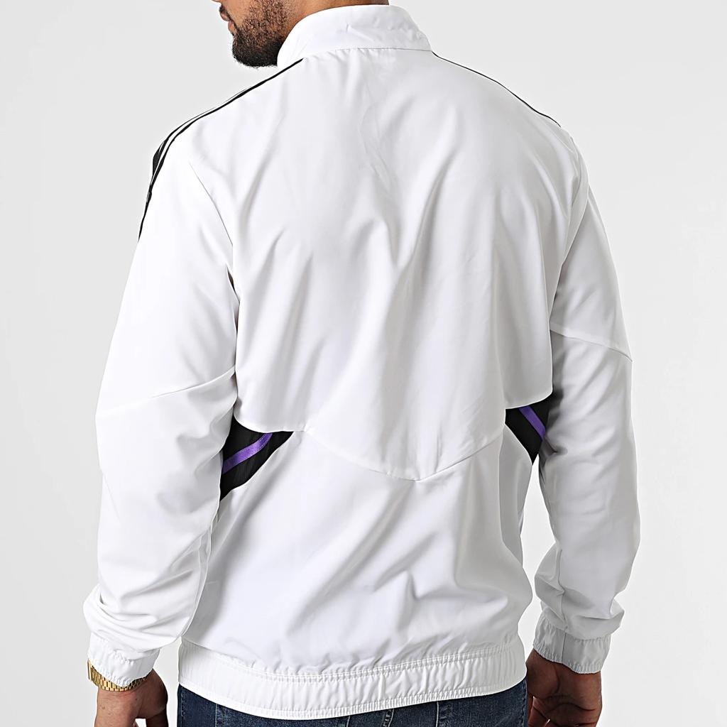 Adidas Color Block Striped Sports Training Long Sleeve Jacket Men Jacket White HA2595