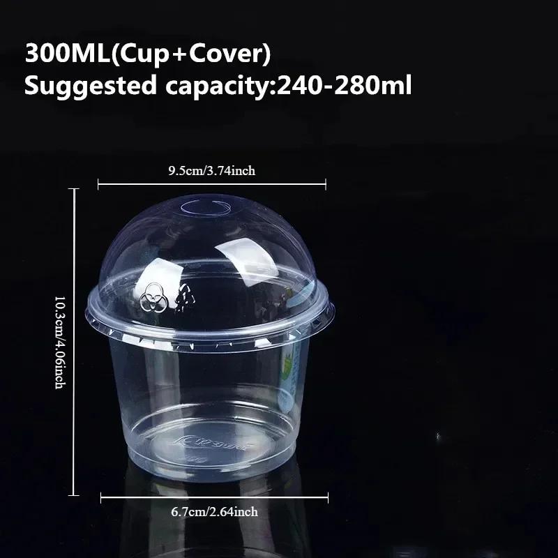 100PCS Pudding Cups Wiht Lids Plastic Boxes Ice-Cream Mousse Dessert Picnic Party Packing Dessert Cups with Lid 250ml/300ml