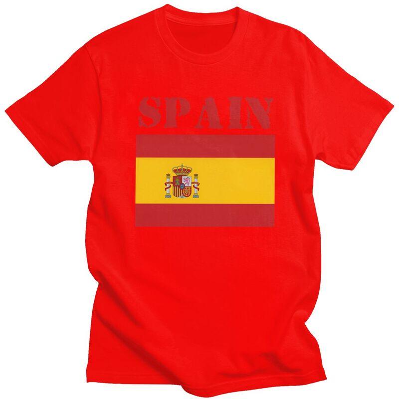 Custom Cool Spain Flag T Shirt Men Short Sleeves Pure Cotton Tshirt Leisure Tee Tops Streetwear Tshirt