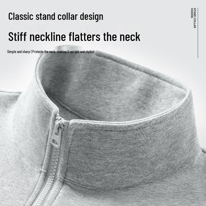 GENIOLAMODE Men's Relaxed Fit Half-Zip Stand-Up Collar Long-Sleeve Sweatshirt