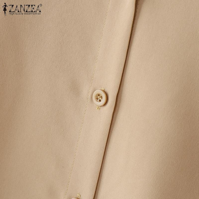 ZANZEA Women Shirt Collar Ruffle Long Sleeve Shirts