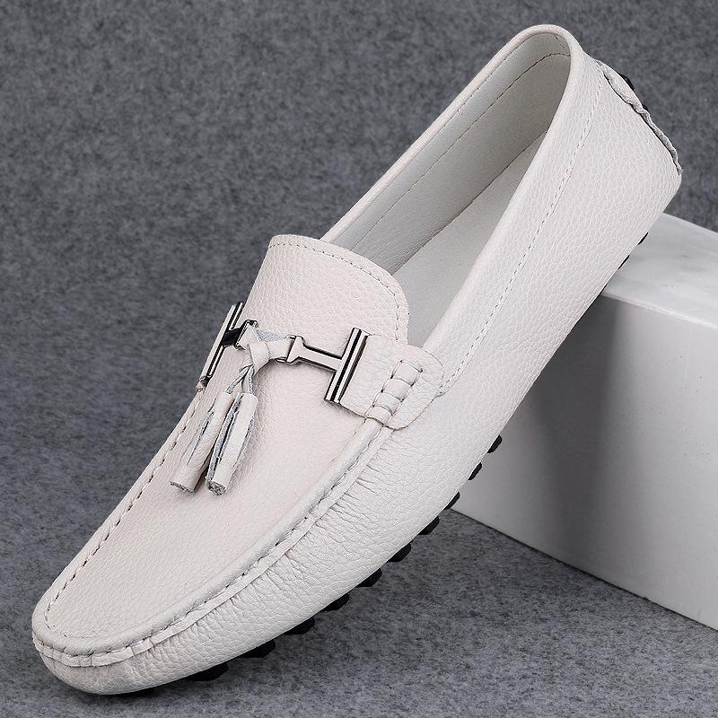 

Men s shoes 2025 large size spring and autumn new fashion trend Doudou shoes lazy one pedal loafers 44 білий