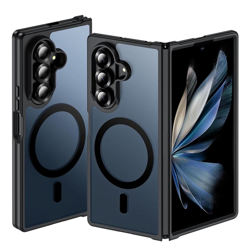 Matte Magnetic Phone Case for Samsung Galaxy Z Fold 7 Full Cover Translucent Mobile Cases with Magnet for Z Fold7 New Products