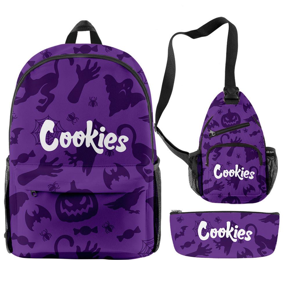 Cook 3D Digital Color Printing Backpack Set Oxford Cloth Waterproof And Wear-Resistant Three-Piece Backpack