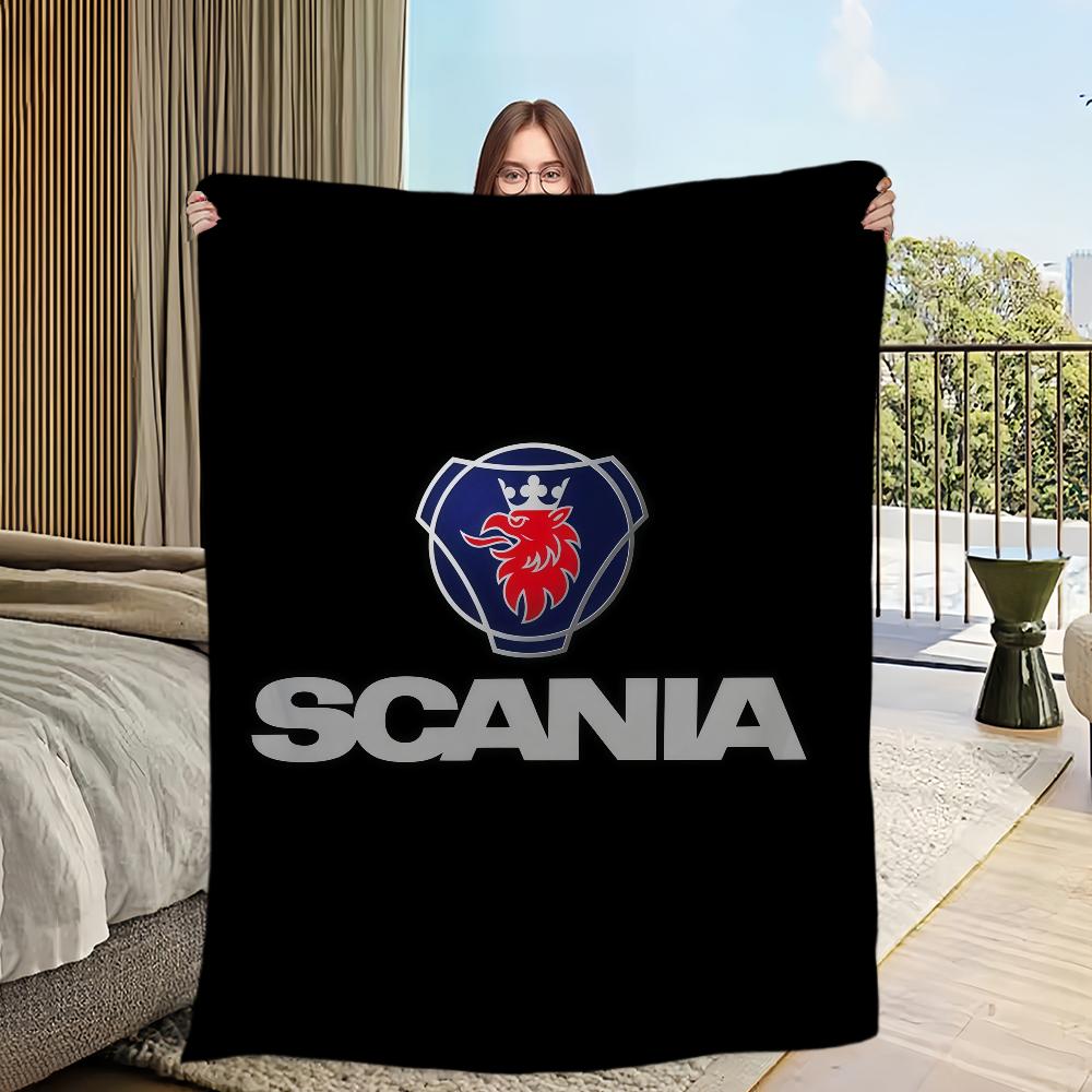 S-S-SCANIA-ES Coperta con Logo Cool in Flanella Caldo Comfort Morbido Coperta in Peluche Per Picnic Letti Divani Case E Camere da Letto