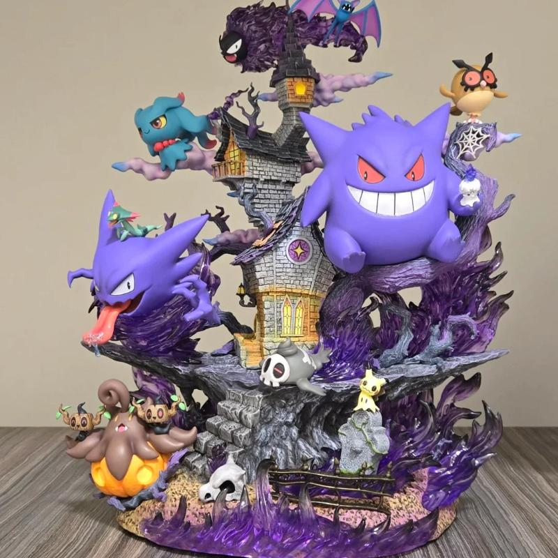 Yiran Toy 1 Latest Pocket Monster 31Cm Egg Ghost Type Family Set Gengar Evolution Gk Figures Pvc Anime Static Statue Surprise Presents Playthings