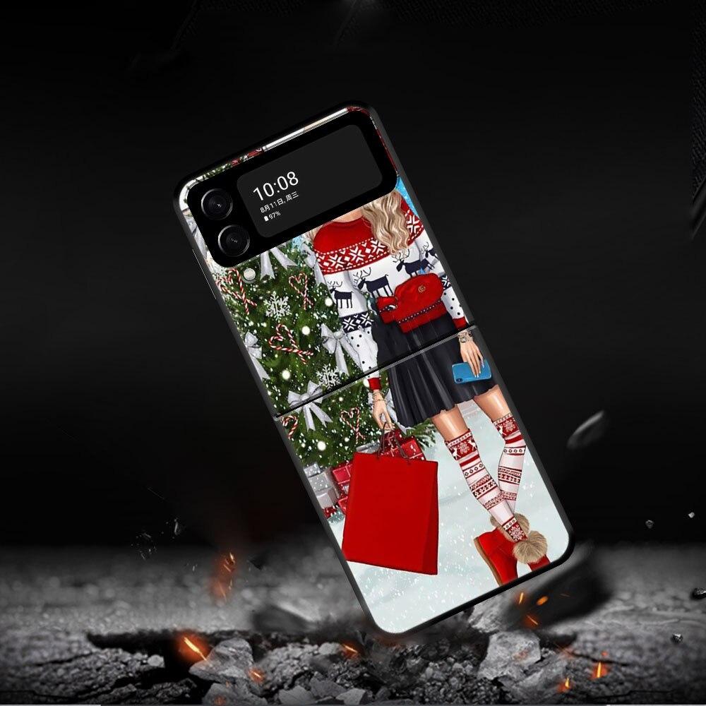 Christmas Tree Girl Gift Phone Case For Samsung Galaxy Z Flip Z Flip3 5G Z Flip4 Hard PC Matte Shell