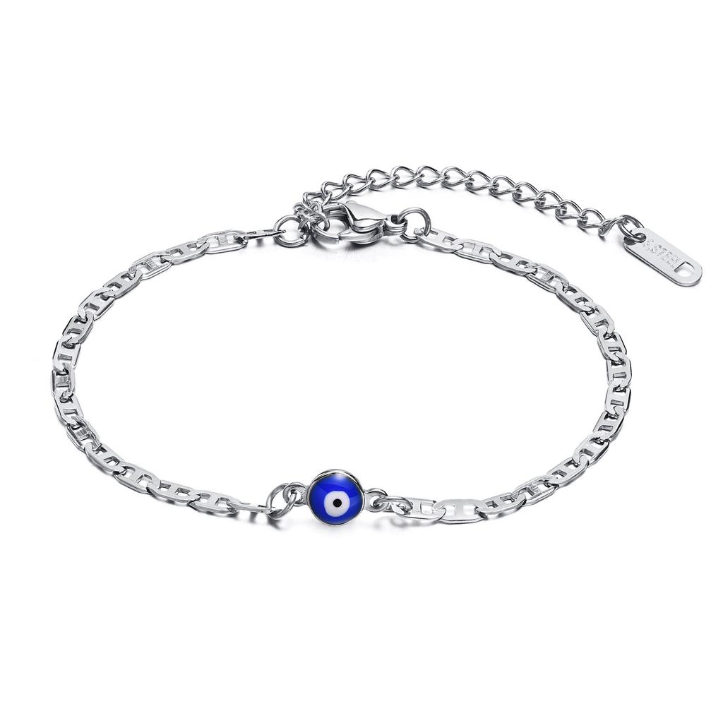 Damen Türkei Böser Blick Armband Edelstahl Silber Farbe Kette Mode Blaues Auge Amulett Schmuck