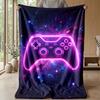 Neon Game Controller Lightning Theme blanket Lightweight Warm Flannel Blanket Decorative Throw Blanket for Home Decoration