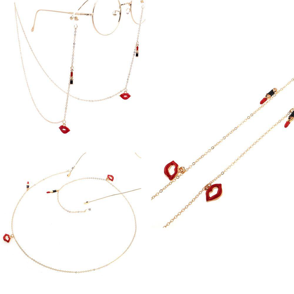 

Lipstick Women Glasses Chains Spectacles Chain Eyeglasses Holder Necklace Sunglasses Rope Strap золотой