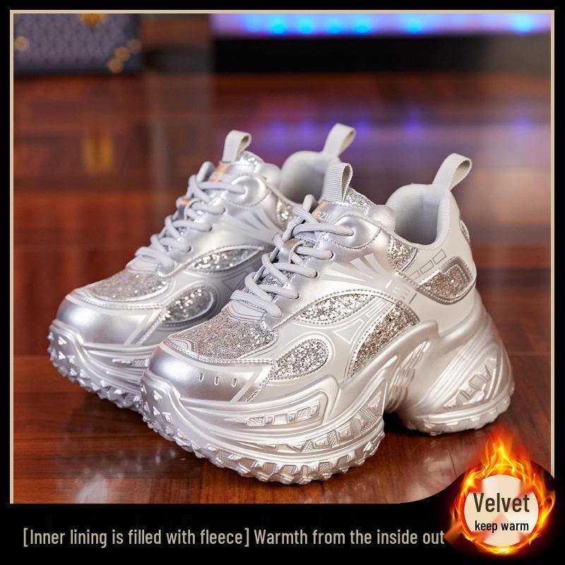 Women's 2024 Autumn Versatile Thick-Soled Hidden Heel Dad Shoes - Breathable Platform Casual Sneakers