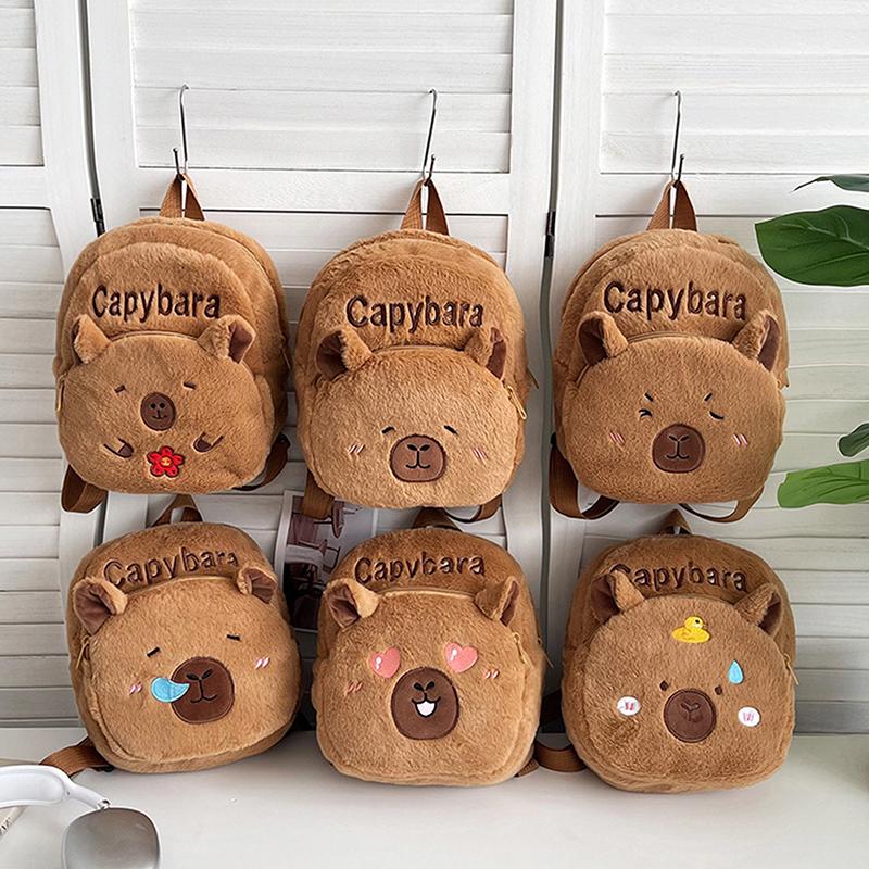 Capybara Doll Plush Backpacks Portable Cartoon Animals Cute Capybara Backpack Plush Women Bag Gift For Girls Kids