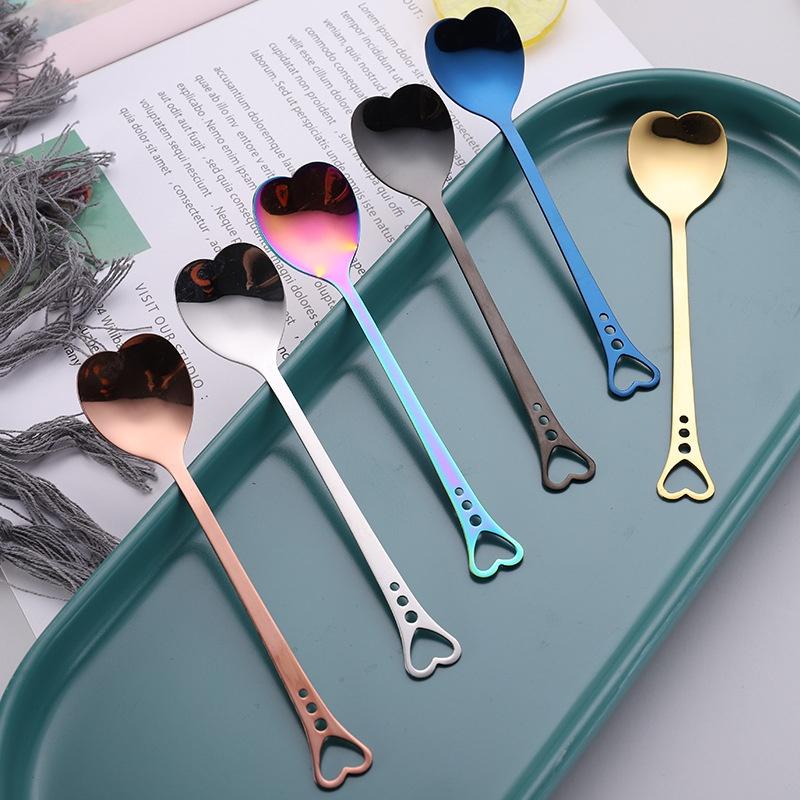Heart Shaped Heart Shape Coffee Spoon Dessert Sugar Stirring Spoons Tea Spoon Stainless Steel Tableware Drinking Tool