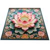 Lotus Area Rug Non-slip Washable Flower Indoor Floor Mat Chinese Style Lotus Carpet Living Room Bedroom Office Home Decoration