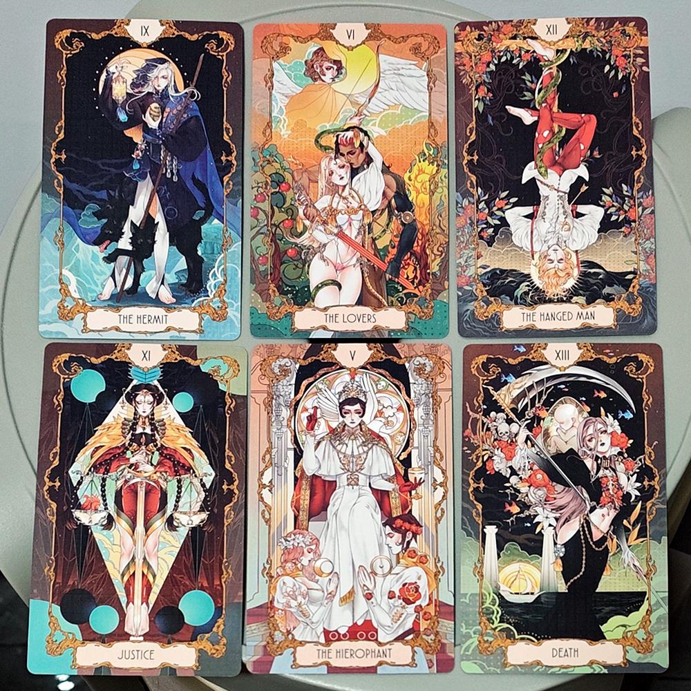 Anima Tarot Deck in Rigid Box 78 Pcs Art Nouveau Tarot Cards 12*7cm Double-embossed with Gorgeous Anime-Style Illustrations