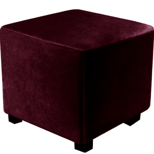 Housse de chaise carrée tout compris, housse de repose-pieds en velours élastique, protection à 360 degrés, housse de pouf pour salon