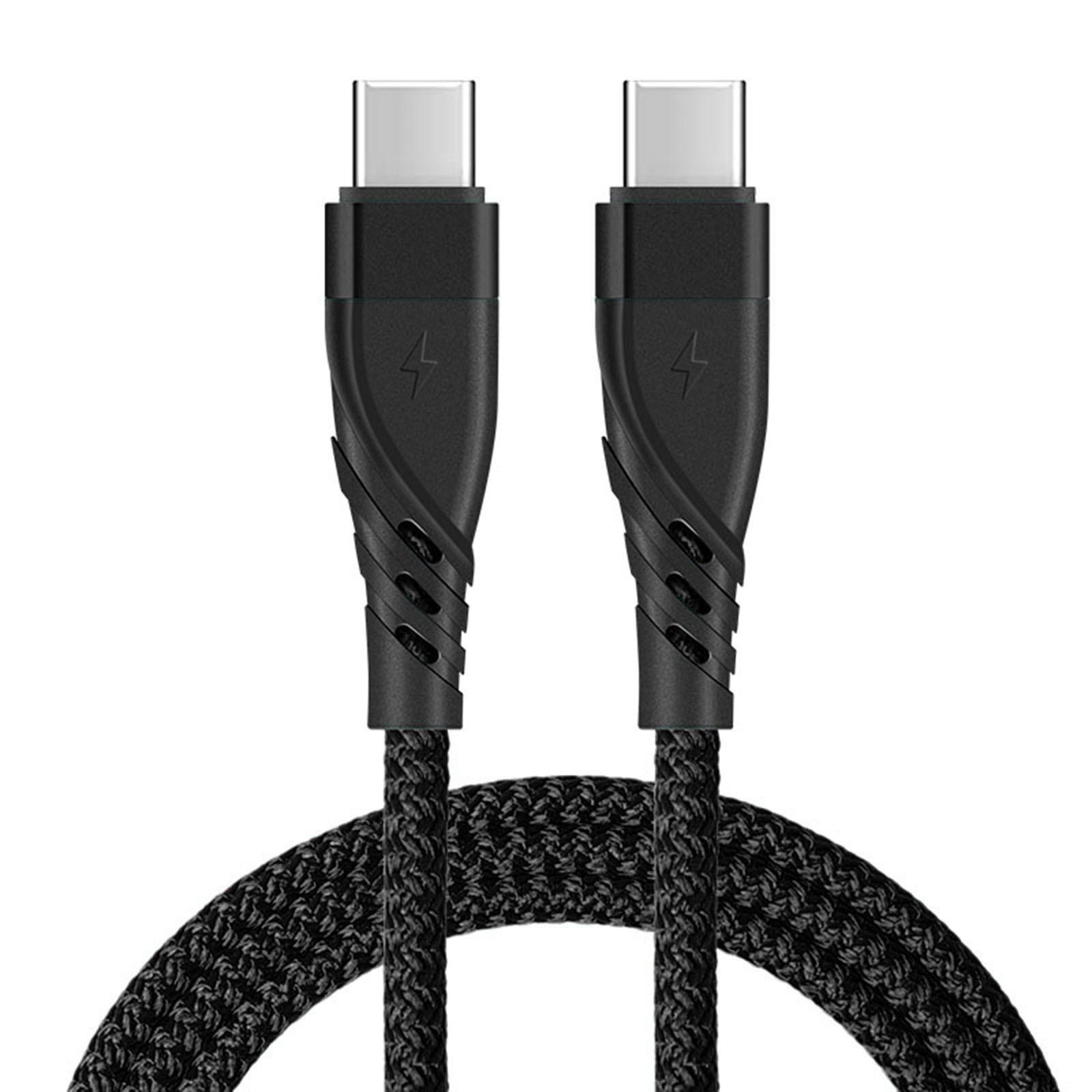 

Кабель USB C - USB C Кабель для быстрой зарядки PD 60 Вт Кабель для зарядки USB C Кабель USB Type C Нейлоновый оплетенный кабель для зарядки чёрный