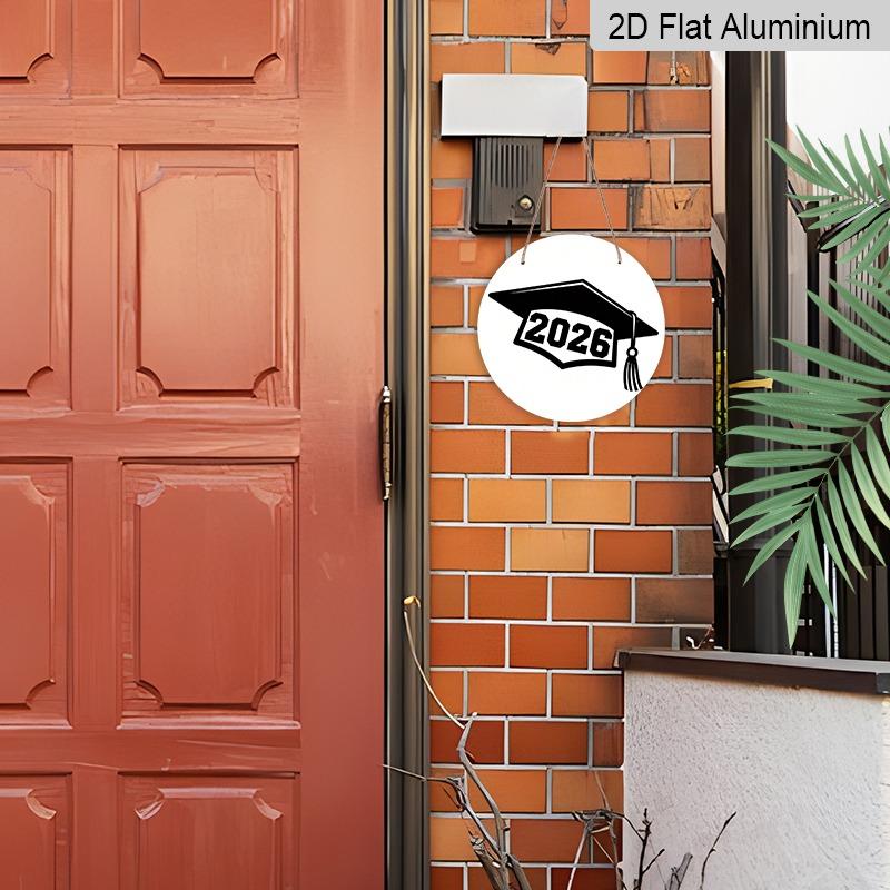 2D Flat Aluminum 2026 Graduation-themed Wall Hanging Is Available In Multiple Sizes. Its Minimalist Black and White Design Makes It A Perfect Choice