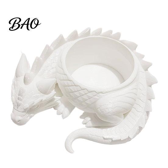 Detailed Dragon Sculpture Pot 3D Printed Lying Flowerpot for Small Green Plants, Decorative Succulents Planter Ornament, Dark Style Figurine