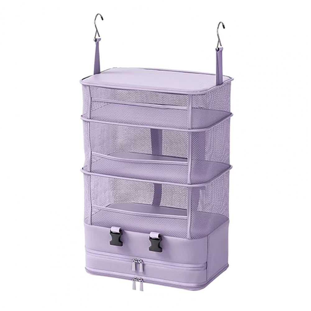 

Hanging Storage Bag Travel Storage Bag Capacity Hanging Organizer Five-layer Foldable Toiletry Pouch Lightweight Portable фіолетовий