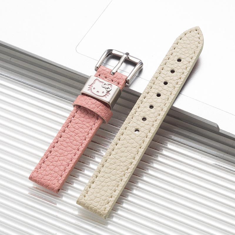 

Ремешок для часов с пряжкой-кошкой и узором личи для Apple Watch, Xiaomi, Huawei - Доступны разноцветные варианты For Other 14mm Bands (No Connector) розовый/белый