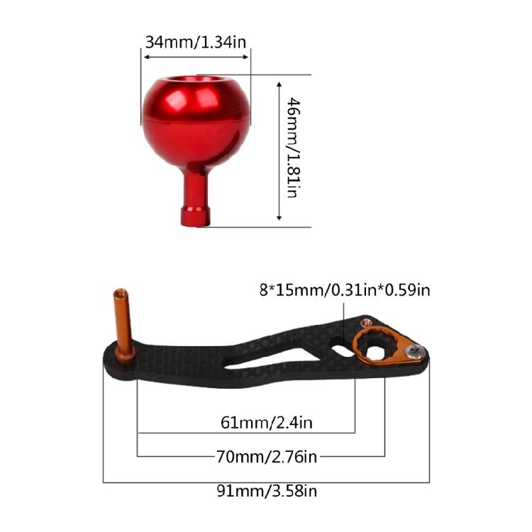 Carbon Fiber Fishing Reel Handle Baitcasting Aluminum Reel Knob Replacements