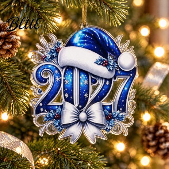 2027 Year Hanging for New 2D Flat Hat Ornament Ornaments Christmas Acrylic Decoration Tree Pendants