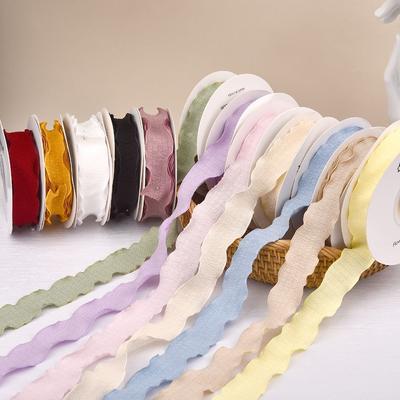 Decor Sewing Craft Supplies Wrapping Yarn Band Linseed Wrinkled Cotton Ribbon Flower Packaging