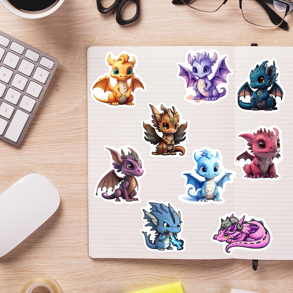 Cartoon Dragon Stickers Cute Western Funny Kids Anime Pet Dinosaur DIY Sketch Gift Phone Laptop Scrapbooking Waterproof Sticker