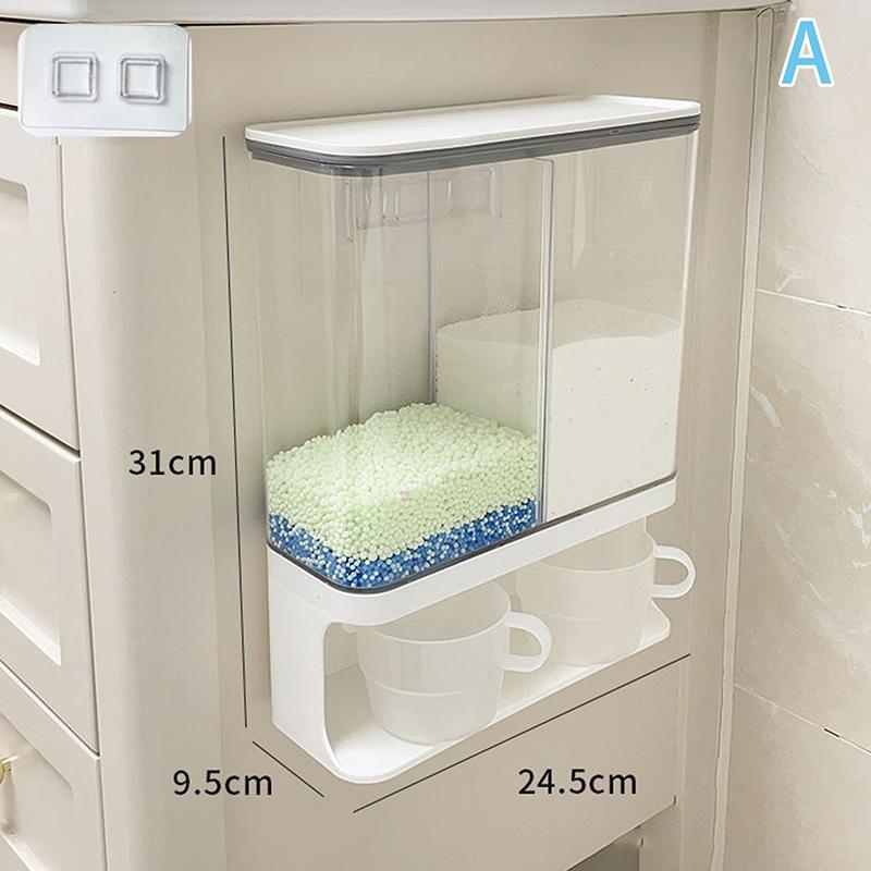 Transparent Wall-Mounted Dustproof Storage Jar With Cup Suitable For Storing Laundry Beads Fragrance Beads Washing Powder