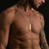 Xiaomi Vnox Stainless Steel Vertical Bar Pendant Necklaces, Grooved V Shaped Pendant for Men Boys, Punk Rock Collar
