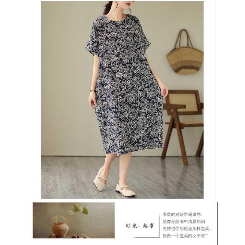 Navy Knee-length Mid-length Mom Temperament Dresses