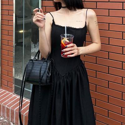 Lace Trim Slim-fit Torsion Neck Sleeveless Dress