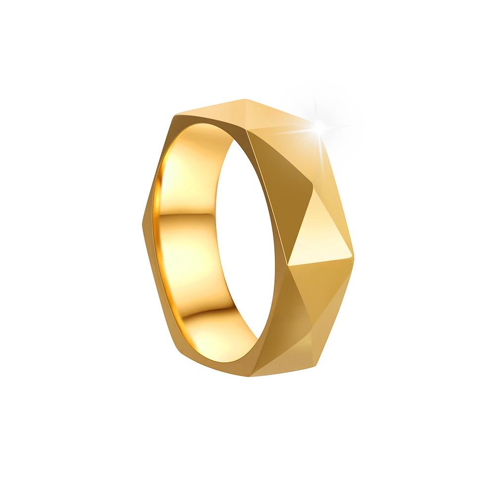 Stainless Steel Rings for Women 2024 Trend New Gold Plated Rhombic Section Women's Ring Elegant Smooth Finger Ring Woman
