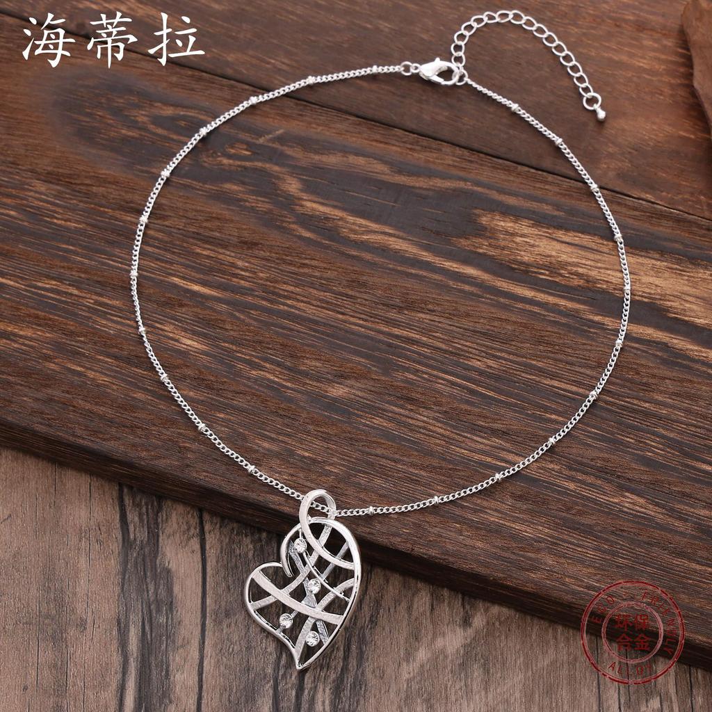 Luxury new color oil geometric lines love diamond pendant, fashionable and simple women's high-end necklace