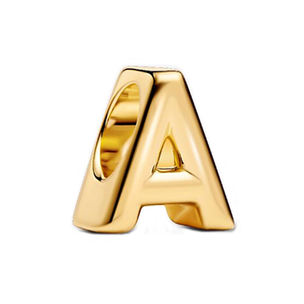 Golden Copper Metal 26 Letter Alphabet Charm Bead Component Compatible With Do It Yourself Bracelet High Quality Fine Jewelry Necklaces Neutral Style