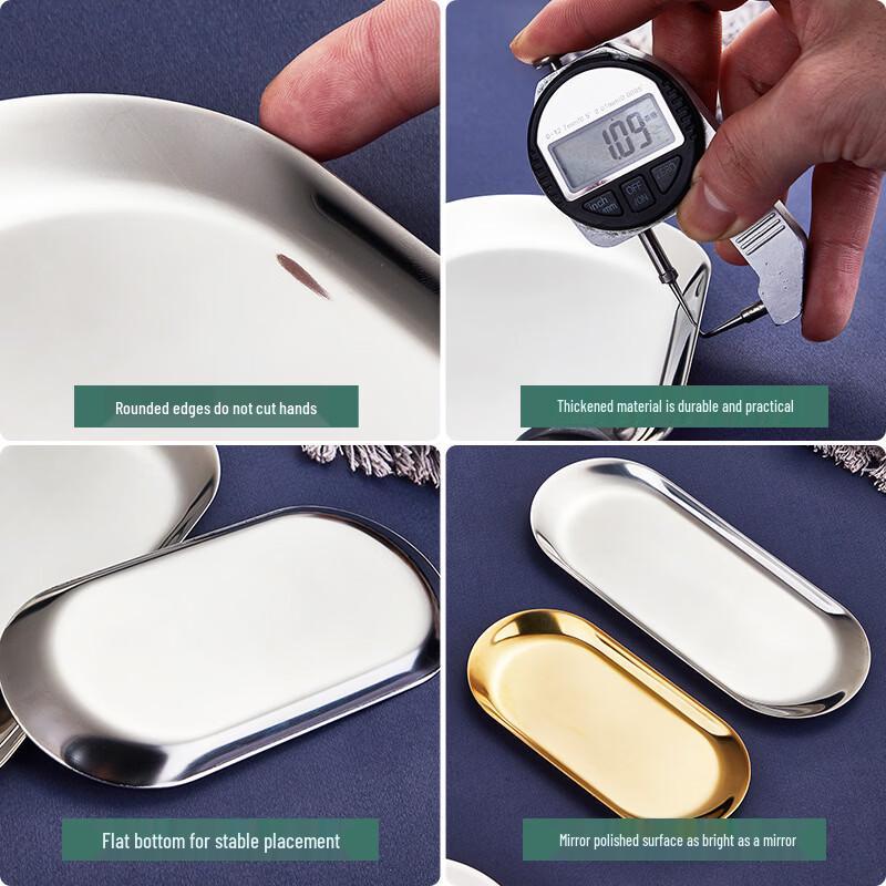 Gold Stainless Steel Oval Divided Serving Tray