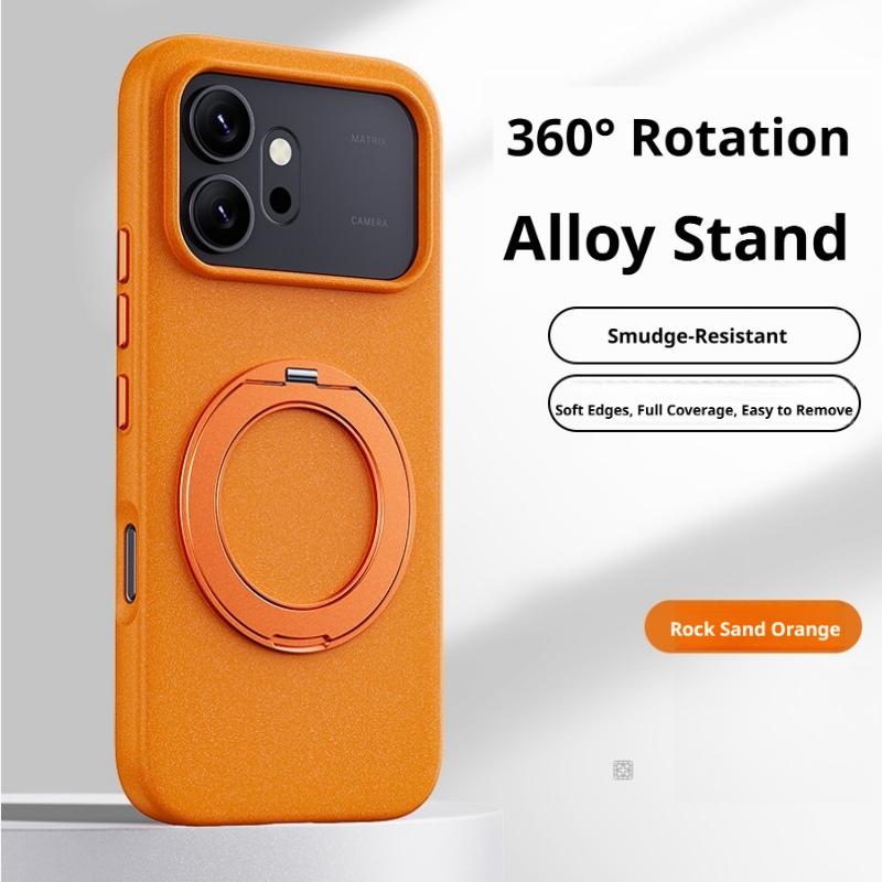 For Honor 600/600 Pro and Honor 500/500 Pro Case Rock Sand Strong Anti-Fingerprint Anti-Oil Magnetic 360° Rotatable Stand Cover
