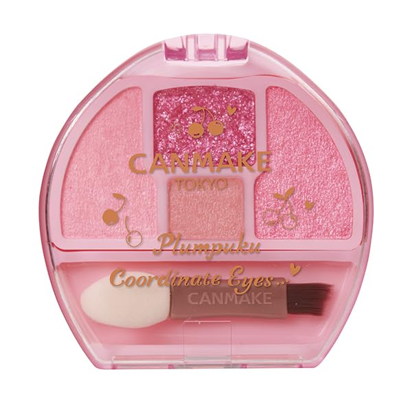 Canmake Plumpuku Coordinate Eyes 06 Cherry Plumpuku Eyeshadow for bags and shadows Cherry Pink - under-eye -