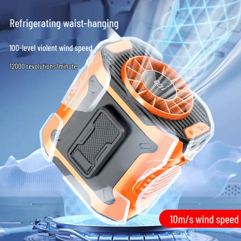 Portable Hanging Neck Waist Fan for Camping and Construction, Long Battery Life, Summer Cooling