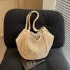 Yogodlns Summer Beach Woven Tote Bag For Women Hollow-out Lightweight Large Capacity Shopper Shoulder Bag with Inner