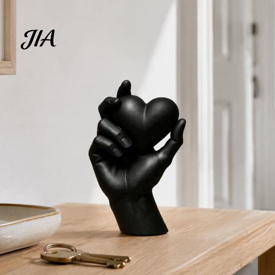 Minimalist Home Accents Hand Holding Heart 3D Printed Figurine, Modern Sculptural Desk Decor, Romantic PLA Sculpture for Gifts Accent Shelf Nightstand