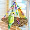 Woven Bird Hammock Woven Grass Bird Hammock Toy Adjustable Chain Ring Comfortable Rocking Toy Bird Accessories For Parrot & Bird