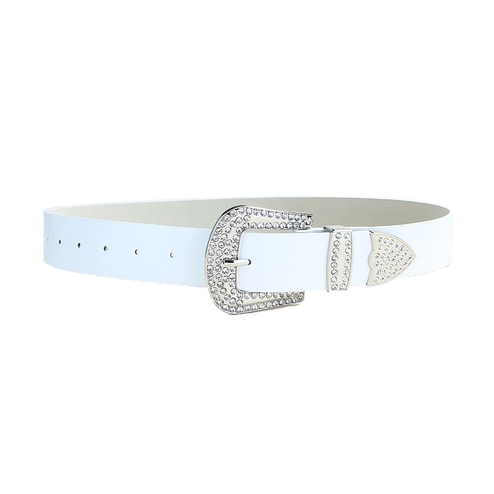 PU Leather Rhinestone Belt Zinc Zinc Alloy Jeans Waistband All-match Women Belt  Decorative